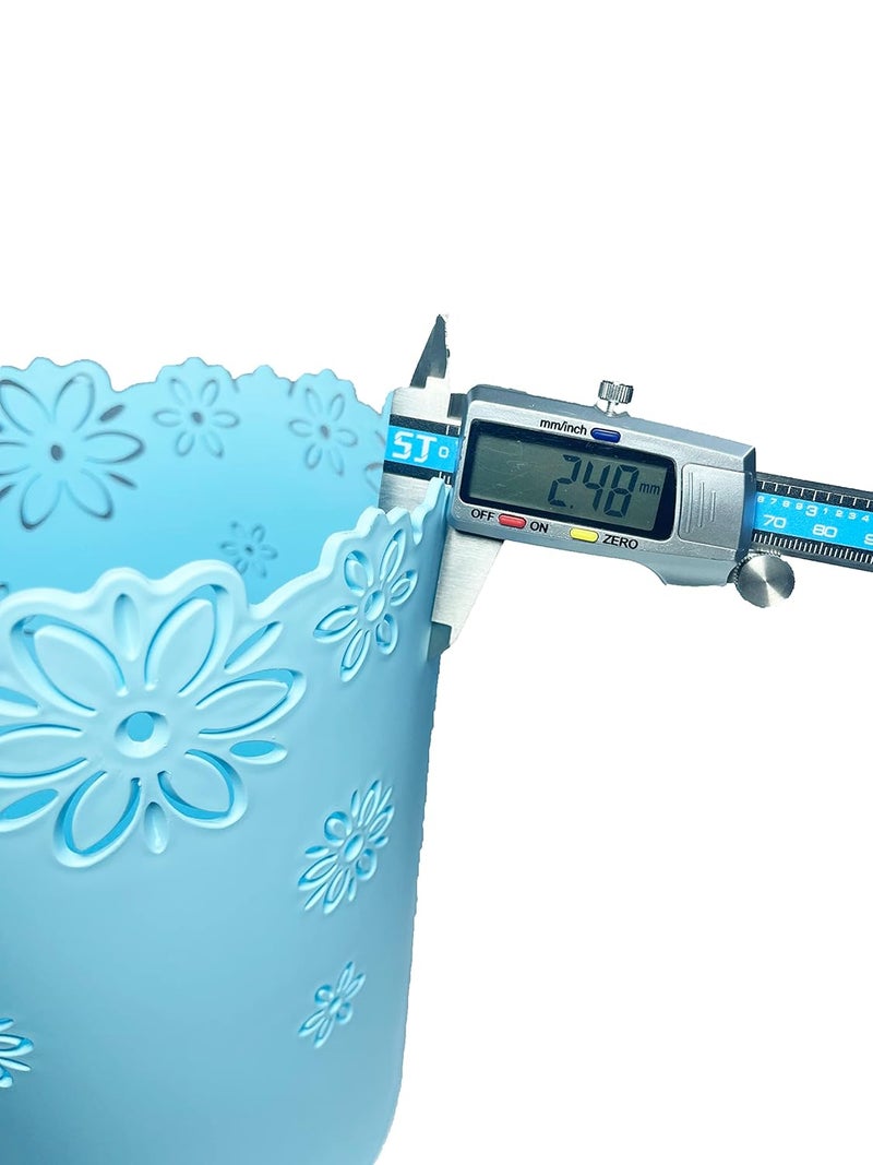 VIUJUH Wastebasket, Hollow Flower Shape Plastic Lidless Wastepaper Baskets Trash Can (Blue, Medium) - Image 5